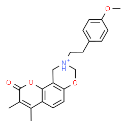 ChemSpider 2D Image | 9-[2-(4-Methoxyphenyl)ethyl]-3,4-dimethyl-2-oxo-9,10-dihydro-2H,8H-chromeno[8,7-e][1,3]oxazin-9-ium | C22H24NO4
