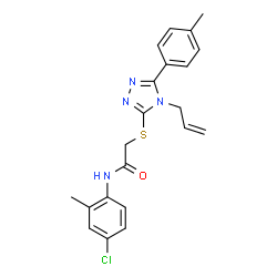 ChemSpider 2D Image | 2-{[4-Allyl-5-(4-methylphenyl)-4H-1,2,4-triazol-3-yl]sulfanyl}-N-(4-chloro-2-methylphenyl)acetamide | C21H21ClN4OS