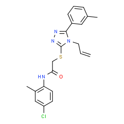 ChemSpider 2D Image | 2-{[4-Allyl-5-(3-methylphenyl)-4H-1,2,4-triazol-3-yl]sulfanyl}-N-(4-chloro-2-methylphenyl)acetamide | C21H21ClN4OS