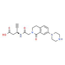 ChemSpider 2D Image | (3S)-3-({[1-Oxo-7-(1-piperazinyl)-3,4-dihydro-2(1H)-isoquinolinyl]acetyl}amino)-4-pentynoic acid | C20H24N4O4