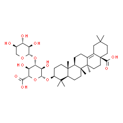 ChemSpider 2D Image | (3beta)-28-Hydroxy-28-oxoolean-13(18)-en-3-yl 3-O-beta-D-xylopyranosyl-beta-D-glucopyranosiduronic acid | C41H64O13