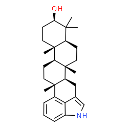 ChemSpider 2D Image | (2R,4aS,4bR,6aR,12aR,12bS,14aS)-1,1,4a,6a,12b-Pentamethyl-1,2,3,4,4a,4b,5,6,6a,10,12,12a,12b,13,14,14a-hexadecahydrochryseno[3,2,1-cd]indol-2-ol | C28H39NO
