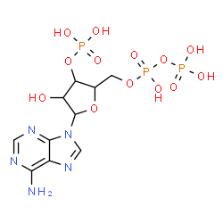 ChemSpider 2D Image | 9-{5-O-[Hydroxy(phosphonooxy)phosphoryl]-3-O-phosphonopentofuranosyl}-9H-purin-6-amine | C10H16N5O13P3