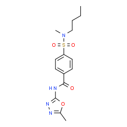 ChemSpider 2D Image | 4-[Butyl(methyl)sulfamoyl]-N-(5-methyl-1,3,4-oxadiazol-2-yl)benzamide | C15H20N4O4S