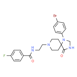 ChemSpider 2D Image | N-{2-[1-(4-Bromophenyl)-4-oxo-1,3,8-triazaspiro[4.5]dec-8-yl]ethyl}-4-fluorobenzamide | C22H24BrFN4O2