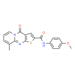 ChemSpider 2D Image | N-(4-Methoxyphenyl)-9-methyl-4-oxo-4H-pyrido[1,2-a]thieno[2,3-d]pyrimidine-2-carboxamide | C19H15N3O3S