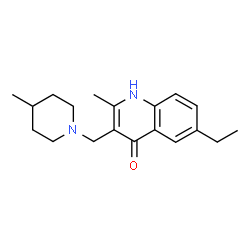 ChemSpider 2D Image | 6-Ethyl-2-methyl-3-[(4-methylpiperidin-1-yl)methyl]quinolin-4-ol | C19H26N2O