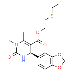 ChemSpider 2D Image | 2-(Ethylsulfanyl)ethyl (4R)-4-(1,3-benzodioxol-5-yl)-1,6-dimethyl-2-oxo-1,2,3,4-tetrahydro-5-pyrimidinecarboxylate | C18H22N2O5S