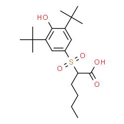 ChemSpider 2D Image | 2-{[4-Hydroxy-3,5-bis(2-methyl-2-propanyl)phenyl]sulfonyl}hexanoic acid | C20H32O5S