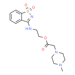 ChemSpider 2D Image | 2-[(1,1-Dioxido-1,2-benzothiazol-3-yl)amino]ethyl (4-methyl-1-piperazinyl)acetate | C16H22N4O4S