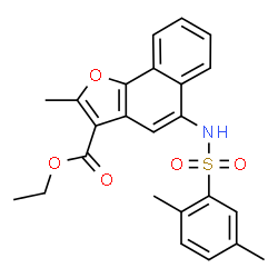 ChemSpider 2D Image | Ethyl 5-{[(2,5-dimethylphenyl)sulfonyl]amino}-2-methylnaphtho[1,2-b]furan-3-carboxylate | C24H23NO5S