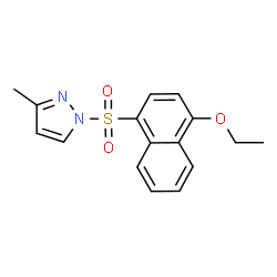 ChemSpider 2D Image | 1-[(4-Ethoxy-1-naphthyl)sulfonyl]-3-methyl-1H-pyrazole | C16H16N2O3S