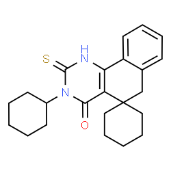 ChemSpider 2D Image | 3-Cyclohexyl-2-thioxo-2,3-dihydro-1H-spiro[benzo[h]quinazoline-5,1'-cyclohexan]-4(6H)-one | C23H28N2OS