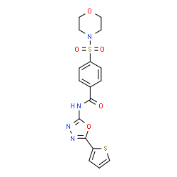 ChemSpider 2D Image | 4-(4-Morpholinylsulfonyl)-N-[5-(2-thienyl)-1,3,4-oxadiazol-2-yl]benzamide | C17H16N4O5S2