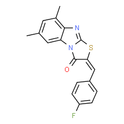 ChemSpider 2D Image | (2E)-2-(4-Fluorobenzylidene)-6,8-dimethyl[1,3]thiazolo[3,2-a]benzimidazol-3(2H)-one | C18H13FN2OS