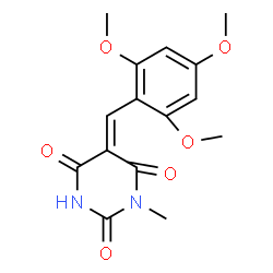 ChemSpider 2D Image | (5Z)-1-Methyl-5-(2,4,6-trimethoxybenzylidene)-2,4,6(1H,3H,5H)-pyrimidinetrione | C15H16N2O6