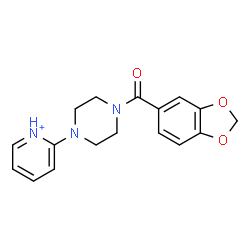 ChemSpider 2D Image | 2-[4-(1,3-Benzodioxol-5-ylcarbonyl)-1-piperazinyl]pyridinium | C17H18N3O3
