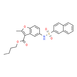ChemSpider 2D Image | Butyl 2-methyl-5-[(2-naphthylsulfonyl)amino]-1-benzofuran-3-carboxylate | C24H23NO5S