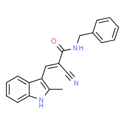 ChemSpider 2D Image | (2E)-N-Benzyl-2-cyano-3-(2-methyl-1H-indol-3-yl)acrylamide | C20H17N3O