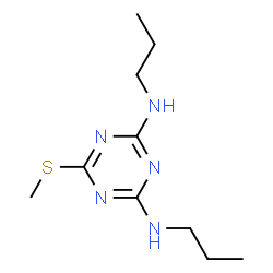 ChemSpider 2D Image | 6-(Methylsulfanyl)-N,N'-dipropyl-1,3,5-triazine-2,4-diamine | C10H19N5S