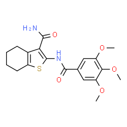 ChemSpider 2D Image | 2-[(3,4,5-Trimethoxybenzoyl)amino]-4,5,6,7-tetrahydro-1-benzothiophene-3-carboxamide | C19H22N2O5S
