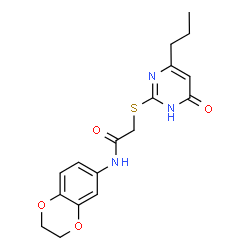 ChemSpider 2D Image | acetamide, N-(2,3-dihydro-1,4-benzodioxin-6-yl)-2-[(4-hydroxy-6-propyl-2-pyrimidinyl)thio]- | C17H19N3O4S