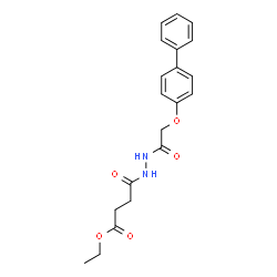 ChemSpider 2D Image | Ethyl 4-{2-[(4-biphenylyloxy)acetyl]hydrazino}-4-oxobutanoate | C20H22N2O5