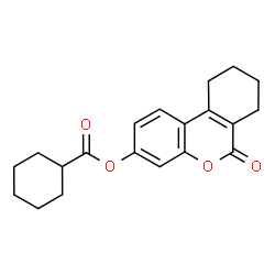 ChemSpider 2D Image | 6-Oxo-7,8,9,10-tetrahydro-6H-benzo[c]chromen-3-yl cyclohexanecarboxylate | C20H22O4