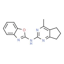 ChemSpider 2D Image | N-(4-Methyl-6,7-dihydro-5H-cyclopenta[d]pyrimidin-2-yl)-1,3-benzoxazol-2-amine | C15H14N4O
