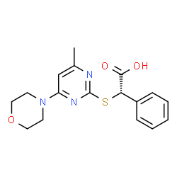 ChemSpider 2D Image | (2S)-{[4-Methyl-6-(4-morpholinyl)-2-pyrimidinyl]sulfanyl}(phenyl)acetic acid | C17H19N3O3S