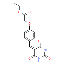 ChemSpider 2D Image | Ethyl {4-[(2,4,6-trioxotetrahydro-5(2H)-pyrimidinylidene)methyl]phenoxy}acetate | C15H14N2O6
