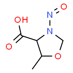 ChemSpider 2D Image | 5-Methyl-3-nitroso-1,3-oxazolidine-4-carboxylic acid | C5H8N2O4