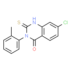ChemSpider 2D Image | 7-chloro-3-(2-methylphenyl)-2-sulfanyl-3,4-dihydroquinazolin-4-one | C15H11ClN2OS