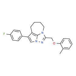 ChemSpider 2D Image | 4-(4-Fluorophenyl)-1-[(2-methylphenoxy)methyl]-5,6,7,8-tetrahydro-2,2a,8a-triazacyclopenta[cd]azulene | C23H22FN3O