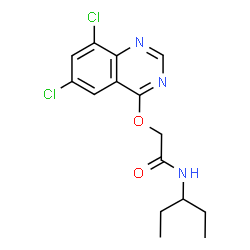 ChemSpider 2D Image | 2-[(6,8-Dichloro-4-quinazolinyl)oxy]-N-(3-pentanyl)acetamide | C15H17Cl2N3O2