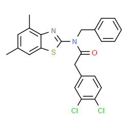 ChemSpider 2D Image | N-Benzyl-2-(3,4-dichlorophenyl)-N-(4,6-dimethyl-1,3-benzothiazol-2-yl)acetamide | C24H20Cl2N2OS