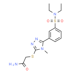 ChemSpider 2D Image | 2-({5-[3-(Diethylsulfamoyl)phenyl]-4-methyl-4H-1,2,4-triazol-3-yl}sulfanyl)acetamide | C15H21N5O3S2