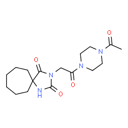 ChemSpider 2D Image | 3-[2-(4-Acetyl-1-piperazinyl)-2-oxoethyl]-1,3-diazaspiro[4.6]undecane-2,4-dione | C17H26N4O4