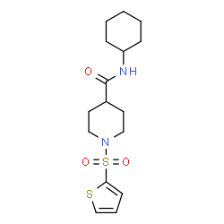 ChemSpider 2D Image | N-Cyclohexyl-1-(2-thienylsulfonyl)-4-piperidinecarboxamide | C16H24N2O3S2