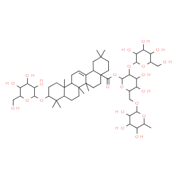 ChemSpider 2D Image | 6-Deoxyhexopyranosyl-(1->6)-[hexopyranosyl-(1->2)]-1-O-[3-(hexopyranosyloxy)-28-oxoolean-12-en-28-yl]hexopyranose | C54H88O22