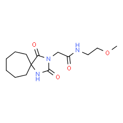 ChemSpider 2D Image | 2-(2,4-Dioxo-1,3-diazaspiro[4.6]undec-3-yl)-N-(2-methoxyethyl)acetamide | C14H23N3O4