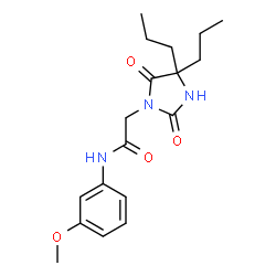 ChemSpider 2D Image | 2-(2,5-Dioxo-4,4-dipropyl-1-imidazolidinyl)-N-(3-methoxyphenyl)acetamide | C18H25N3O4