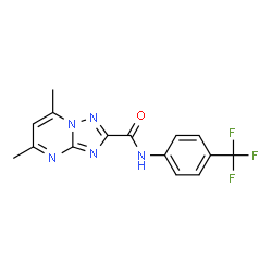 ChemSpider 2D Image | 5,7-Dimethyl-N-[4-(trifluoromethyl)phenyl][1,2,4]triazolo[1,5-a]pyrimidine-2-carboxamide | C15H12F3N5O