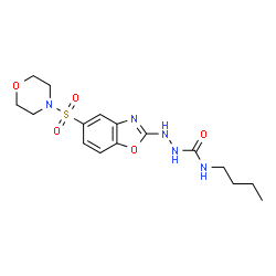 ChemSpider 2D Image | N-Butyl-2-[5-(4-morpholinylsulfonyl)-1,3-benzoxazol-2-yl]hydrazinecarboxamide | C16H23N5O5S