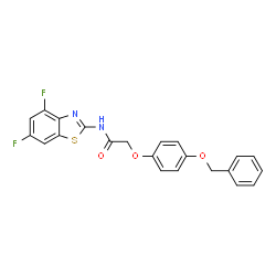 ChemSpider 2D Image | 2-[4-(Benzyloxy)phenoxy]-N-(4,6-difluoro-1,3-benzothiazol-2-yl)acetamide | C22H16F2N2O3S