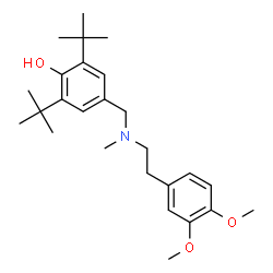 ChemSpider 2D Image | 4-({[2-(3,4-Dimethoxyphenyl)ethyl](methyl)amino}methyl)-2,6-bis(2-methyl-2-propanyl)phenol | C26H39NO3