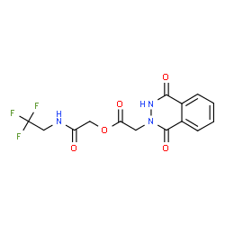 ChemSpider 2D Image | 2-Oxo-2-[(2,2,2-trifluoroethyl)amino]ethyl (1,4-dioxo-3,4-dihydro-2(1H)-phthalazinyl)acetate | C14H12F3N3O5