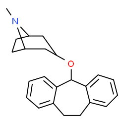 ChemSpider 2D Image | 3-(10,11-Dihydro-5H-dibenzo[a,d][7]annulen-5-yloxy)-8-methyl-8-azabicyclo[3.2.1]octane | C23H27NO