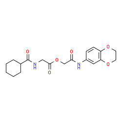 ChemSpider 2D Image | 2-(2,3-Dihydro-1,4-benzodioxin-6-ylamino)-2-oxoethyl N-(cyclohexylcarbonyl)glycinate | C19H24N2O6