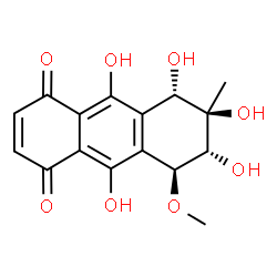ChemSpider 2D Image | (5S,6R,7R,8S)-5,6,7,9,10-Pentahydroxy-8-methoxy-6-methyl-5,6,7,8-tetrahydro-1,4-anthracenedione | C16H16O8